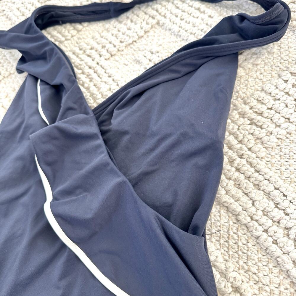 Carmen Marc Valvo One-Piece Swim Bathing Suit Women’s 14 Padded Halter Navy Blue - Picture 6 of 13